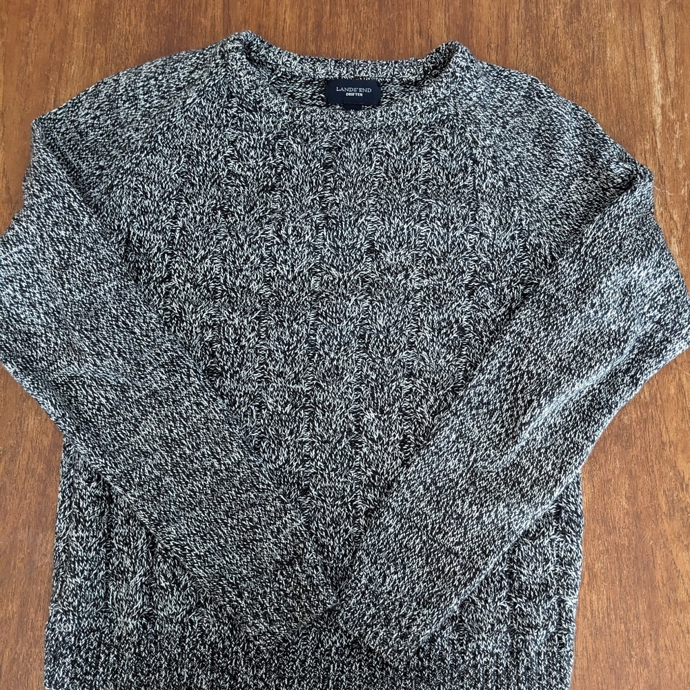 100 Percent Cotton Lands' End Cable Knit Drifter Sweater